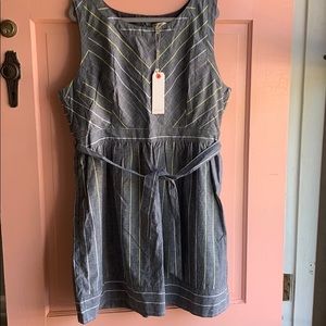 NWT Young Threads Chambray Belted Dress sz 4X
